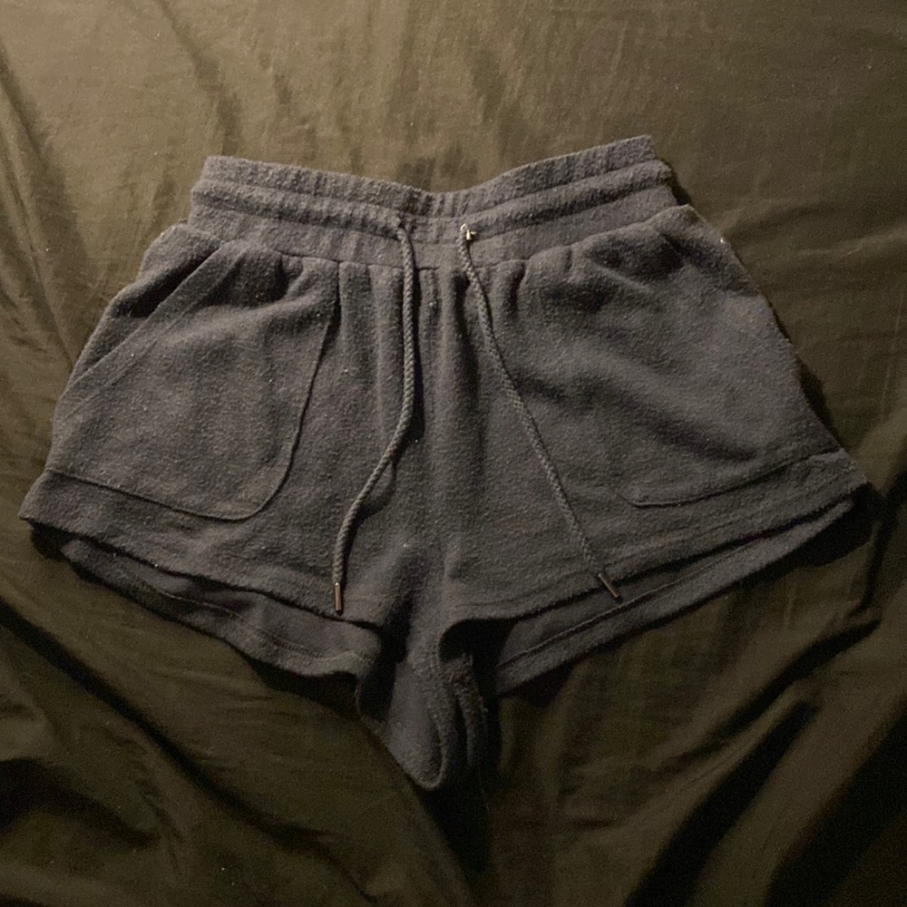 fluffy cotton on body pajama shorts with pockets and drawstring